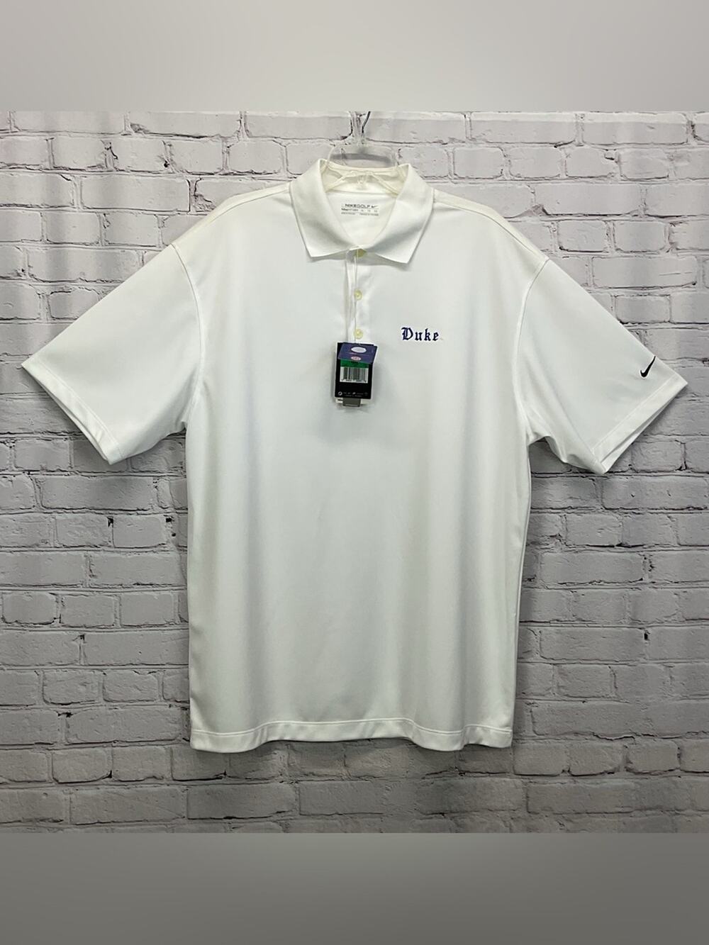 Nike Golf Duke University Polo Shirt Men's Size XL White Blue Logo Swoosh Sports